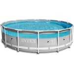 Kit Piscine hors sol tubulaire INTEX - Pris Frame - 427 x 107 cm - Ronde (Pompe, bâche, tapis de sol et échelle) - 26722NP