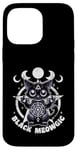 Coque pour iPhone 14 Pro Max Black Meowgic Goblincore Adorable chat effrayant Noir magique