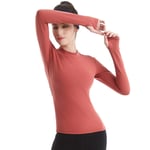 Ensemble De sous-Vêtement Thermique Femme, Costume Chemise Séchage Rapide T Shirt Manche Longue Séchage Rapide Tops Élastiques pour Ski Voyages Running B,M