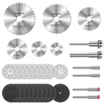 32PCS Lame de Scie Circulaire HSS Disque de Coupe en Résine Compatible Avec Les Accessoires Pour Outils Rotatifs Dremel Avec Tige de 3mm Mandrins Pour Bois, Verre, Plastique, Pierre, Métal.[G126]