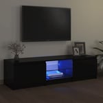 Design In - Meuble TV,Meuble de Rangement,Banc tv avec lumières led noir 140x40x35,5 cm CFW756230