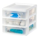 Iris Ohyama, Tour de Rangement Plastique, 3 Petits Tiroirs, Blanc, Ouverture Facile, Format A5, Meuble, Organisateur, pour Bureau, Fournitures Scolaires, Papeterie, sans BPA, CDD-XS3