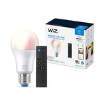 WiZ ampoule LED connectée Wi-Fi couleur E27, équivalent 60W, 806 lumen + télécommande, fonctionne avec Alexa, Google Assistant et Apple HomeKit