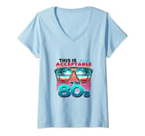 Womens Acceptable In The 80s Retro Culture Synthwave V-Neck T-Shirt