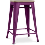 Tabouret de bar design industriel - bois et acier - 61cm - Stylix Violet