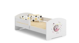 ADRK Furniture Pepe Barrier Sleeping Princess -lastensänky, 160 x 80 cm, valkoinen + patja