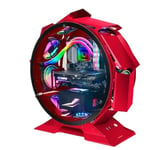 Mars Gaming MCORB Rouge, Boîtier PC Gaming Micro-ATX XL, Design Circulaire Custom, Double Vitrage Trempé