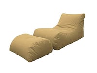 Dmora Chaise longue de salon moderne, Made in Italy, Fauteuil avec repose-pieds en nylon, Pouf rembourré pour chambre, 120x80h60 cm, Couleur Beige