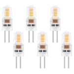 6 Pack G4 LED 2W Ampoule, Équivalent 20W Lampes Halogène, 200LM, AC/DC 12V, Blanc Chaud 3000K, Non dimmable, pour Lustres, Lampes D'armoire, Lampes de Paysage, Hotte Aspirante