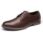 Bruno Marc Chaussures de Costume pour Homme - Chaussures Classiques en Cuir - Derby Oxfords - Chaussures de Mariage, Marron Fonc?, 47 EU