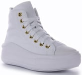 Converse A05459C All Star Move Platform Womens Trainer White Gold UK 3 - 8