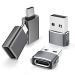 Elebase USB to USB C Adapter with USB C Male to USB A Female 3.0 4-Pack,Thunderbolt 4 3 OTG Charger Converter for MacBook,iPhone 16 15 14 13 Plus Pro Max,iPad Air Mini,Samsung Galaxy S24 S23 Ultra