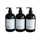 Lot de 3 Bouteilles de shampooing Rechargeables pour Douche, Lot de 3 distributeurs de shampooing, après-shampoing, Gel Douche, Distributeur à Pompe de Douche de 473,6 g