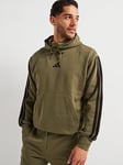 adidas Sportswear Mens Essentials 3-Stripe Fleece Hoodie - Green, Green, Size 2Xl, Men