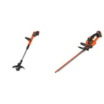 BLACK+DECKER 18V Cordless 28 cm String Grass Trimmer 2.0Ah Lithium Ion Battery & 18V Cordless 45 cm Hedge Trimmer with 2.0Ah Lithium Ion Battery