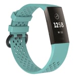 Fitbit Charge 3 sportigt ihåligt mjukt silikonplast armband med klassiskt lås, Storlek L - Cyan