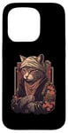 Coque pour iPhone 15 Pro Yakuza Chat Japonais Mafia Tatouage Fleurs