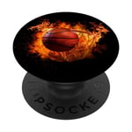 Basketball Ballon Basket-Ball Sports Feu Flammes PopSockets PopGrip Interchangeable