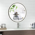 RELAX4LIFE Miroir Salle de Bain LED Rond φ60 CM, Éclairage 3 Couleurs, Intensité Variable, Miroir Lumineux Salle de Bain Anti-Buée, Fonction Mémoire, Interrupteur Tactile (60X60 Noir, Rond)