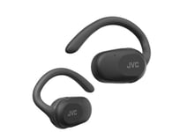 JVC Nearphones Oreilles Libres True Wireless avec Crochet pivotant, Driver néodyme 16mm, Bluetooth 5.4, Autonomie 26heures - HA-NP40T-B (Noir)