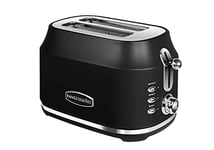 Rangemaster RMCL2S201BK Classic Black 1kW 2 Slice Toaster with Defrost, Cancel & Reheat Functions, Removable Crumb Tray & 6 Power Levels with 3 Year Guarantee