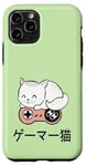 Coque pour iPhone 11 Pro Vert Gamer Violet Cat Chat Japonais Rose Mignon Et Joueur