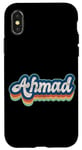 Coque pour iPhone X/XS Ahmad Prénom Garçon Style Vintage Années 70 80 Personnalisé