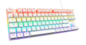 The G-Lab Keyz Mercury TKL Clavier Mécanique Gamer 87 Touches Filaire USB AZERTY Français, Rétro-Éclairage LED Multicolore - Gaming Compact sans Pavé Numérique PC/PS4/PS5/Xbox Nouveau 2022, Blanc