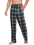 Ekouaer Pantalon de Pyjama Homme Bas de Pyjama à Carreaux Vêtement de Nuit & de Détente Pantalons Confortable Longue et Respirant Décontracté noir + blanc, XXL