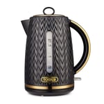 Tower Empire Jug Kettle with Brass Accents Textured T10052BLK (Black)