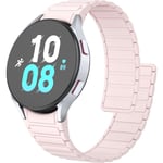 Mjukt armband kompatibelt med Samsung Galaxy Watch 4/5/6 Armband för kvinnor och män, Klassiska silikon sportband med magnetiskt stängning Pink sand