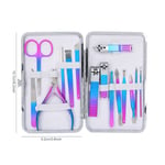 15pcs Nail Clipper Set Eyebrow Scissors Dead Skin Pusher Manicure Pedicure K GF0