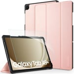 CACOE Coque Compatible avec Samsung Galaxy Tab A9+ / A9 Plus 11 2023, Fin Étui avec Verre Trempé avec Fonction Support pour SM-X210/ X215/ X216 2023, Rose