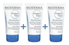 Bioderma Atoderm - Hand & Nails Repairing Cream 3 x 50ml -Dry and Damaged Hands