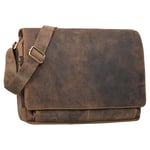 'Tom' Sac Messenger Vintage en Cuir | Sac à Bandoulière Hommes Femmes | Sacoche Laptop 15 Pouces pour Bureau, Université, Travail | Sac en Cuir Véritable, Couleur:Calais - Marron