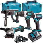 Makita 18V LXT 4 Piece Power Tool Kit 3 x 5.0Ah Battery & Charger T4TKIT-16461