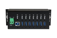 StarTech.com USB 3.0-hubb med 7 portar - Industriell USB-A-hubb i metall med ESD-skydd och 350 W överspänningsskydd - Monterbar på DIN-skena, vägg eller skrivbord - TAA-kompatibel USB-expansionshubb - hubb - 7 portar