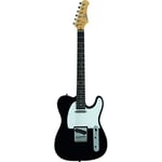 EKO VT-380 Black, Guitare électrique en forme de Tele, Noir et Blanc