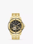 Bulova 98A273 Men's Marine Star Heartbeat Automatic Bracelet Strap Watch, Gold/Black