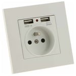 Lot De 2 Prises Murales, Prise Electrique Murale Avec Double Usb 5v/2100ma, Prise Encastrable Avec 2 Ports De Usb Pratique Et Manialble