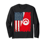 Tunisian Roots | Half American Flag | USA Tunisia Proud Long Sleeve T-Shirt