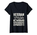 Womens Veteran Wife Army Husband Soldier Saying Cool Military gifts V-Neck T-Shirt