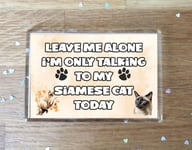 Cat Fridge Magnet Gift - Leave Me Alone I'm Only Talking To My Siamese Cat Today