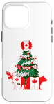 Coque pour iPhone 16 Pro Max Pull de Noël moche avec drapeau canadien et arbre de Noël