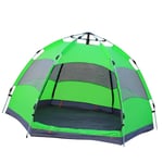 8 hengen Easy Pop Up Camping Teltta Double Layer Instant Automaattinen Pop Up kuusikulmainen teltta Vihreä