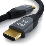 CSL - 8k HDMI Cable 2.1, 3 Metres - 8K @ 60Hz 4K @ 120Hz with DSC - HDMI 2.1 2.0a 2.0b - 3D - High Speed Ethernet - HDTV - UHD II - Dynamic HDR-10+ - eARC - Variable Refresh Rate VRR - Dolby Vision