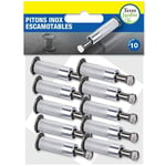 TERRE JARDIN - Piton Douille Retractable, en INOX, ⌀ 12 mm, Lot de 10 - Piton Douille Rétractable Piscine, Bache de Protection Exterieur - Douille Escamotable Bache Piscine Ronde, Rectangulaire