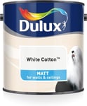 Dulux Matt Emulsion Paint For Walls And Ceilings - White Cotton 2.5 Litres