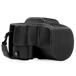 MegaGear MG1223 Etui de Protection avec Bandoulière/Accès batterie en Cuir pour Appareil photo Panasonic Lumix DC-FZ80/FZ82 Noir