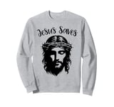 Beautiful Jesus face crown of thorns Christian Faith Saves Sweatshirt